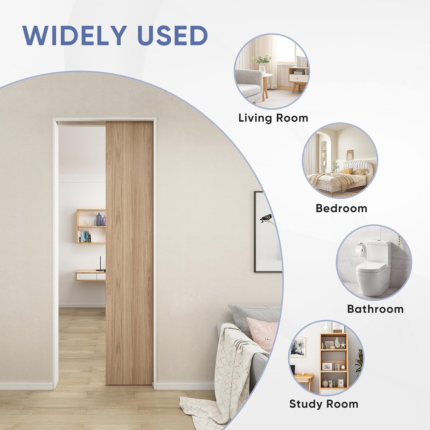 JUBEST 5FT Pocket Door Hardware Track Set 56.7" Sliding Kit