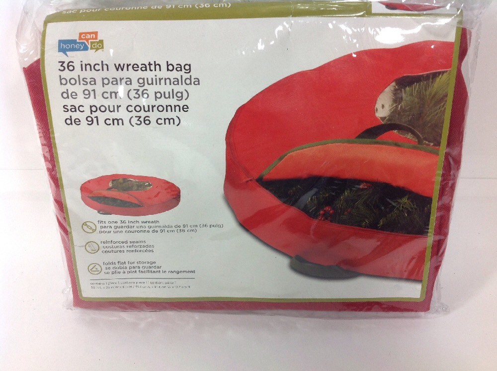 Honey-Can-Do SFT-02927 Wreath Storage Bag with Handles and Zipper, 36-Inch. New