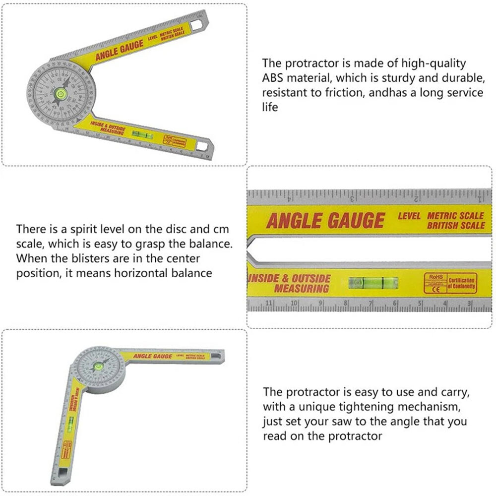 360° Miter Saw Protractor Angle Finder for Woodworking Measuring Tool ๑