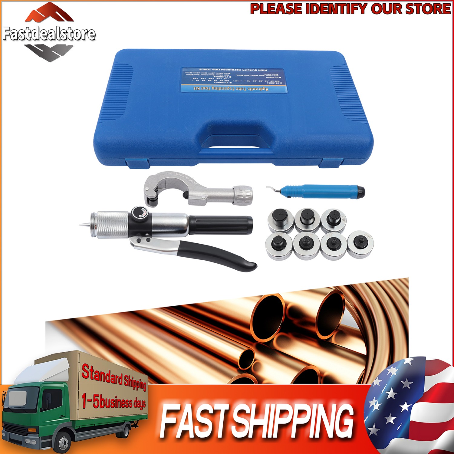 Hydraulic Tube Expander Tool Swaging Kit HVAC 3/8'', 1/2, 5/8, 3/4,7/8,1,1-1/8''