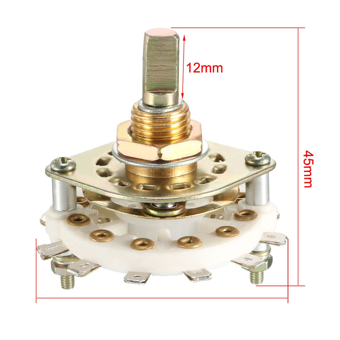 4Pcs 12Pin 2P5T 2 Pole 5 Position Selectable Single Deck Selector Rotary Switch