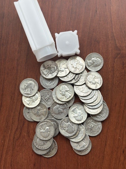 $10 Face 90% Silver Washington Quarters Roll Pre-1965 Junk Silver