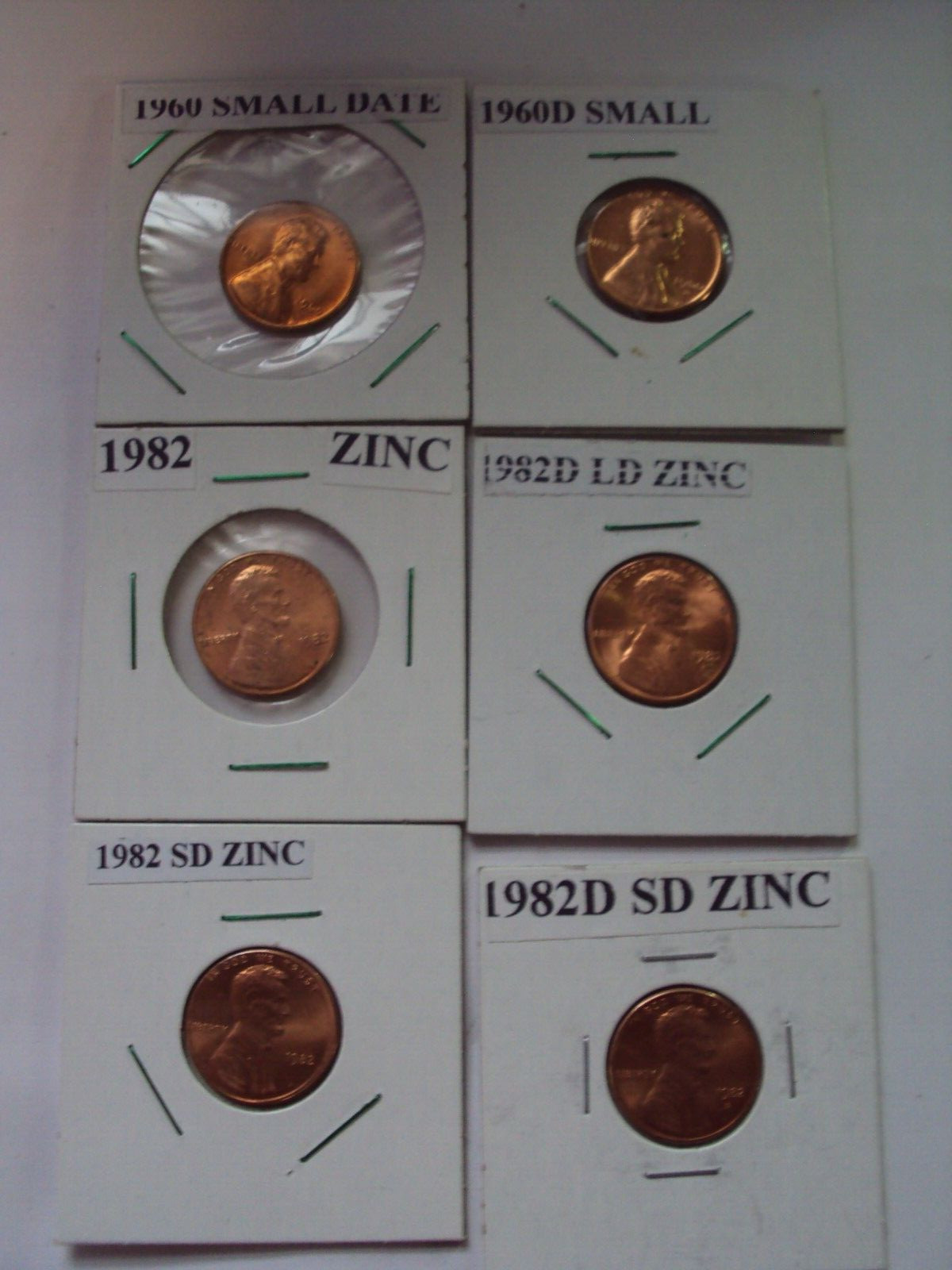 1982 small date zinc 1960d small date all bu uncirculated see description