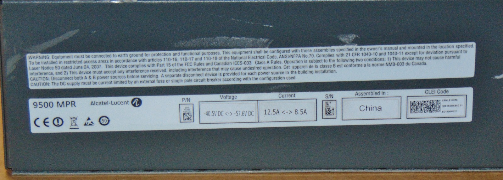 ALCATEL LUCENT 9500 MPR SHELF CHASSIS MODULES 2x CSM 2x MPT-ACC