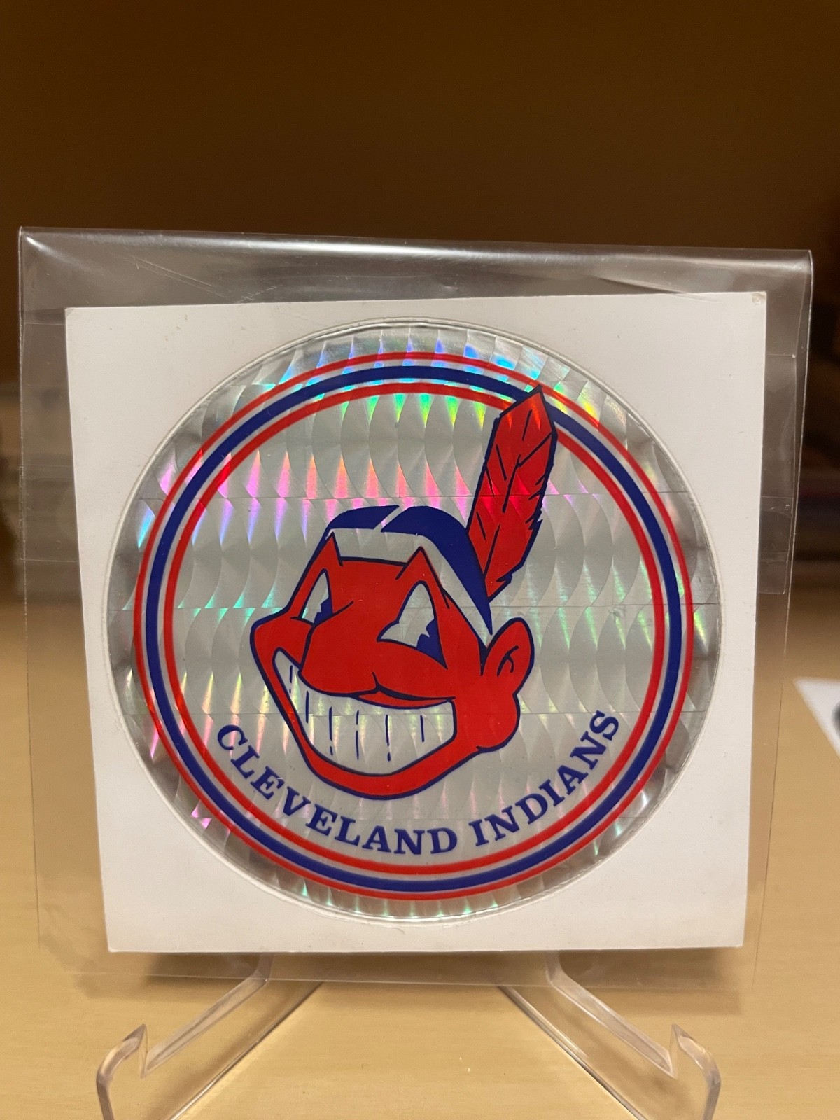 Indians Vintage MLB Baseball Prism Hologram Vending Machine Sticker 90's