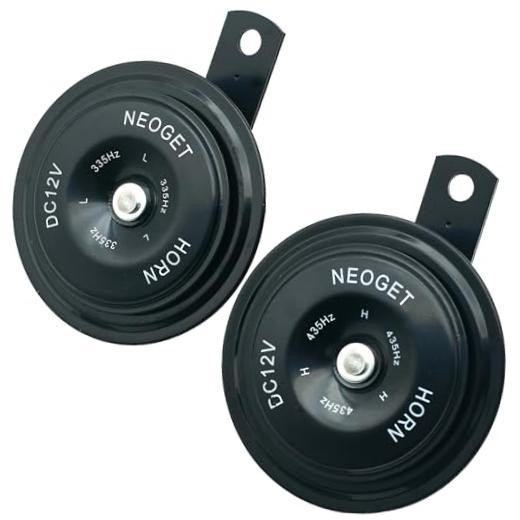 Disc Horn 12V Electric Loud High Low 2 Tone Horn Replacement Kit 90mm Black