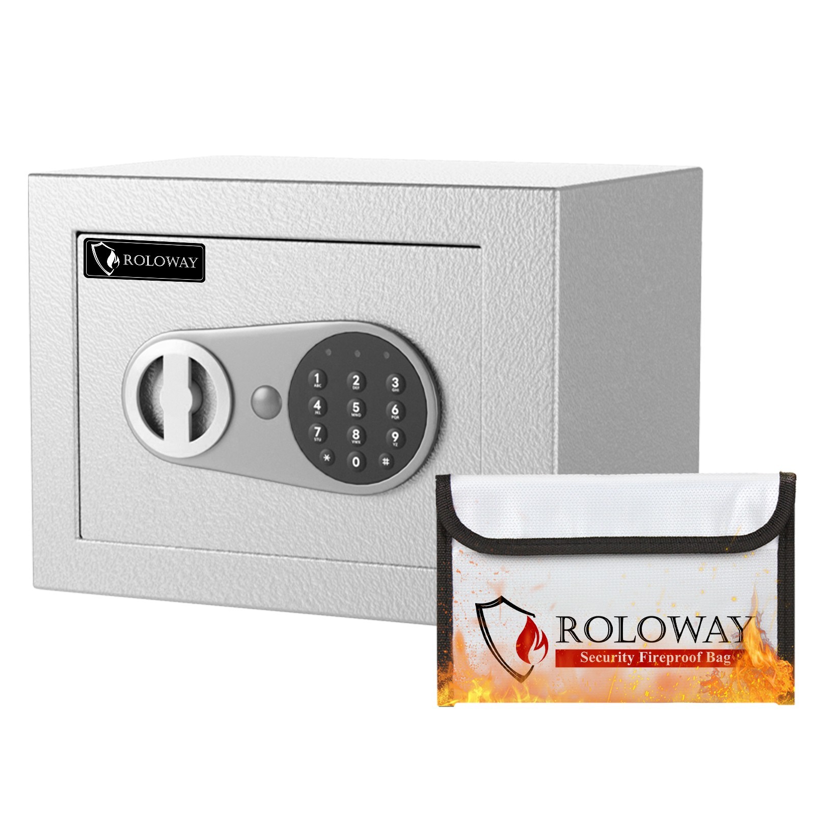 Home Digital Safe Box High Security Money Cash Document Box Fireproof Bag White