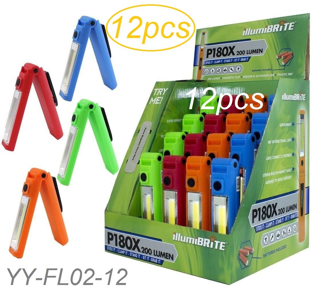 12-Pack, 200 Lumen Illumibrite Bendable COB LED Work Light w/ Magnetic Clip