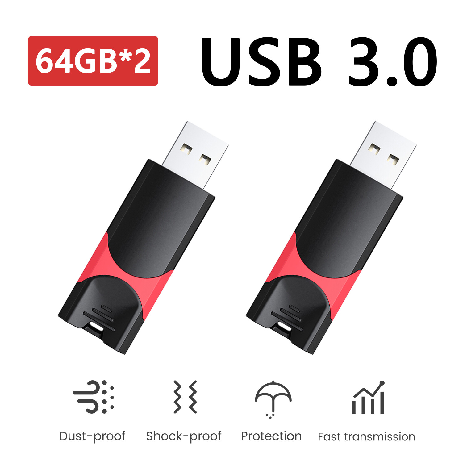 2x 64GB USB3.0 Flash Drive Memory Sticks Thumb Pen Drive Zip Drive High Speed
