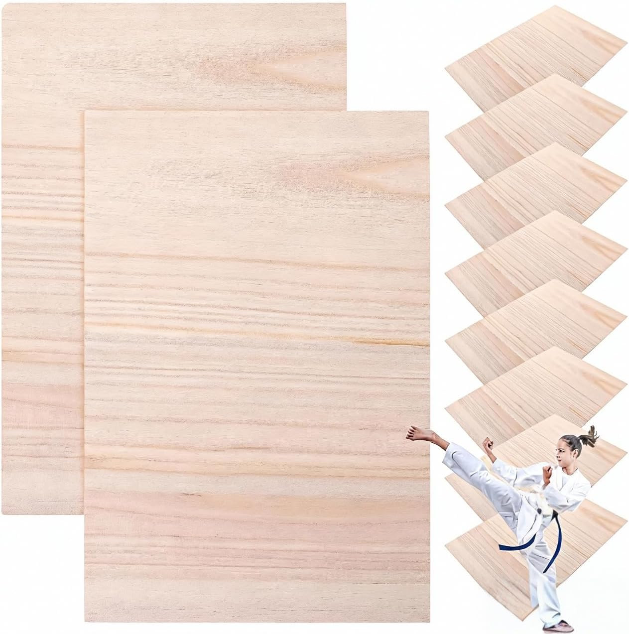 10 Pack Karate Breaking Boards for Kids Beginners 3mm (0.12") Thin Wood Taekw...