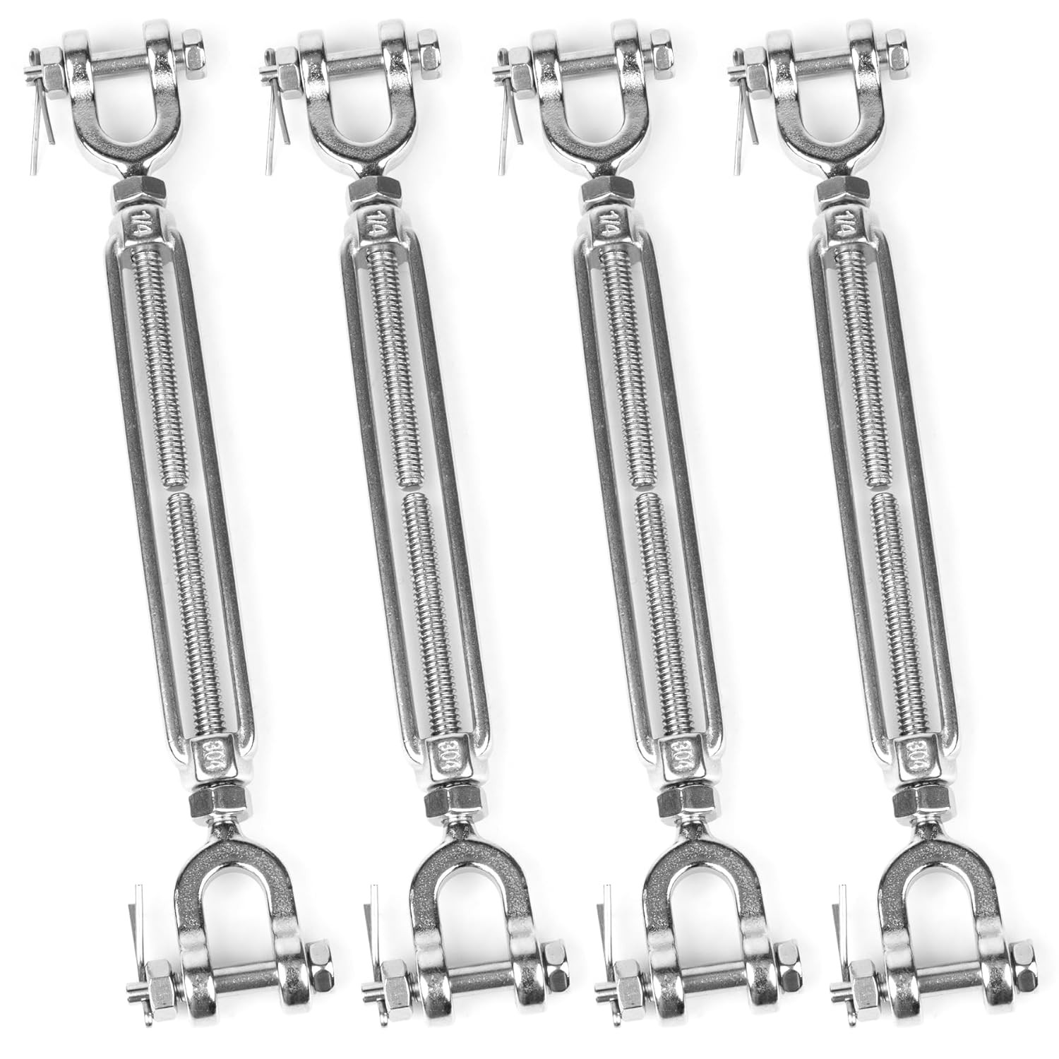 4 pcs M6 304 stainless jaw turnbuckle 1140 lb wll adjustable cable tensioner