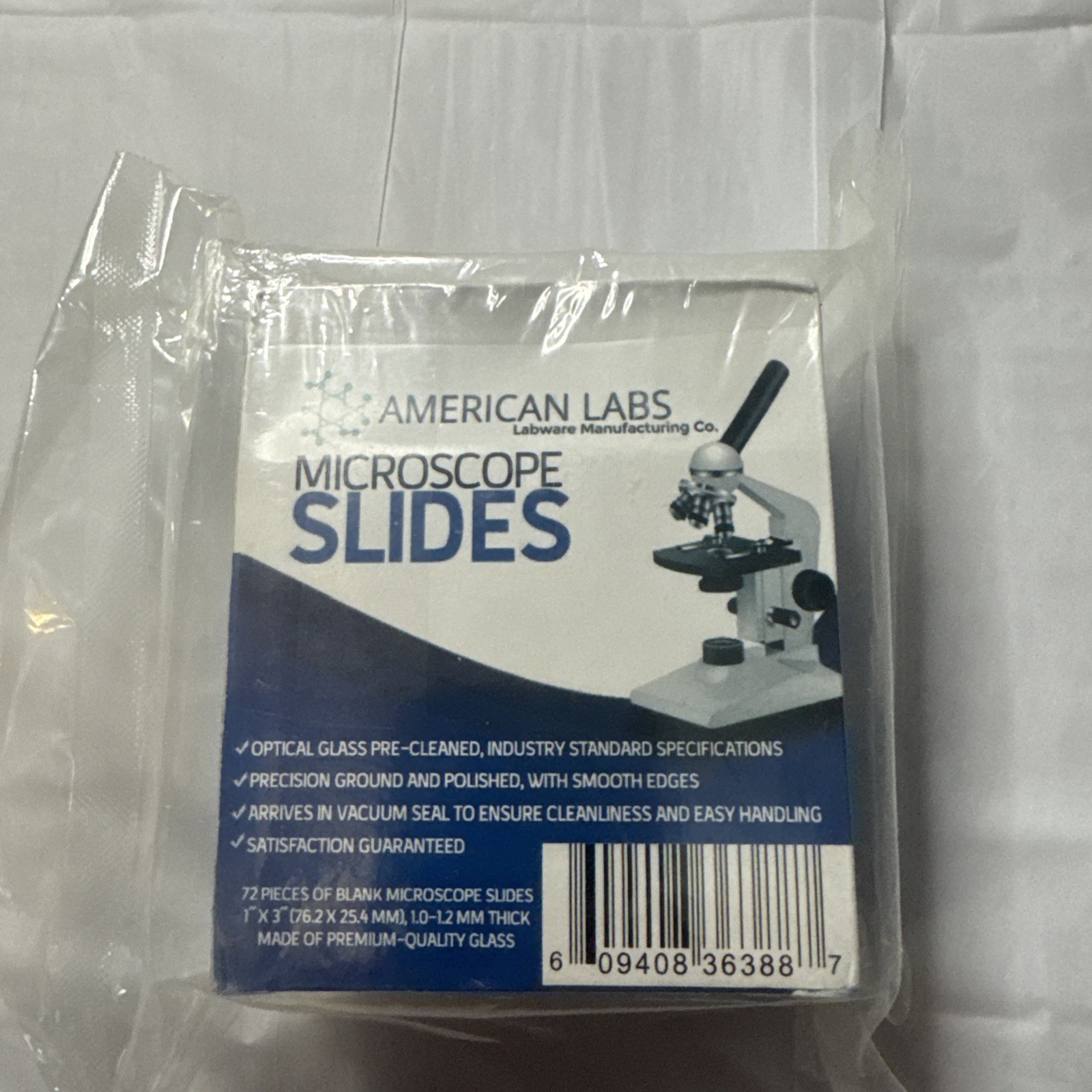 American Lab 2 box we of 72 Blank Glass Microscope Slides