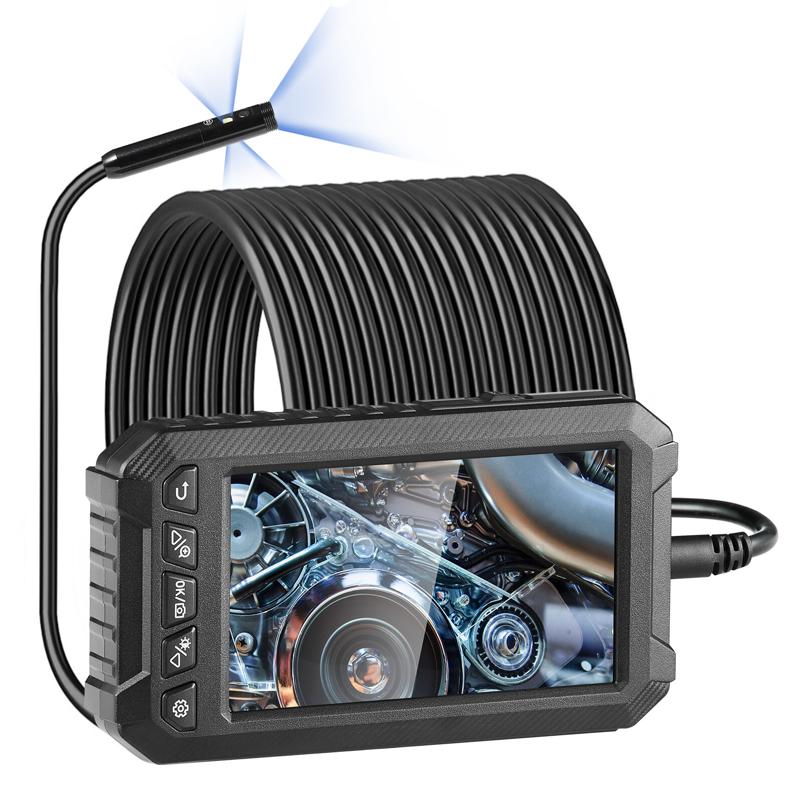 VEVOR Endoscope Camera with Lights Triple Lens Borescope 49.2FT Cable 5" Screen