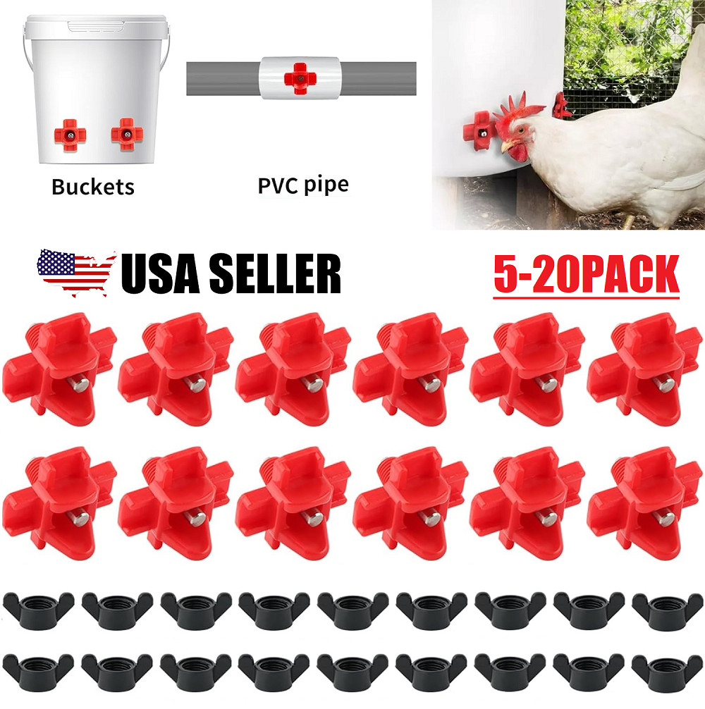20Pcs Chicken Nipples Automatic Waterer Poultry Drinker Hen Duck Quail Drinking