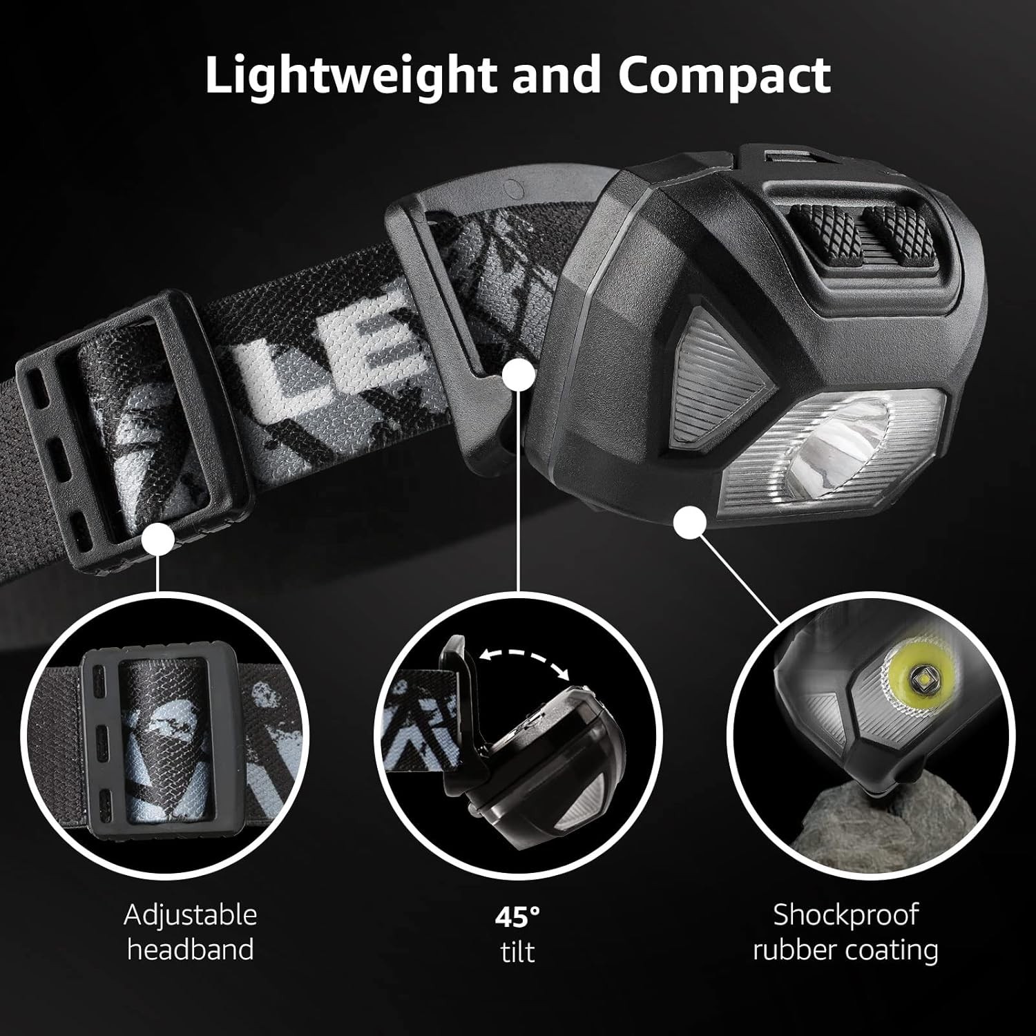 Lepro HeadLamp, 2 Pack Super Bright LED Head lamp Pocket Size, Black-2