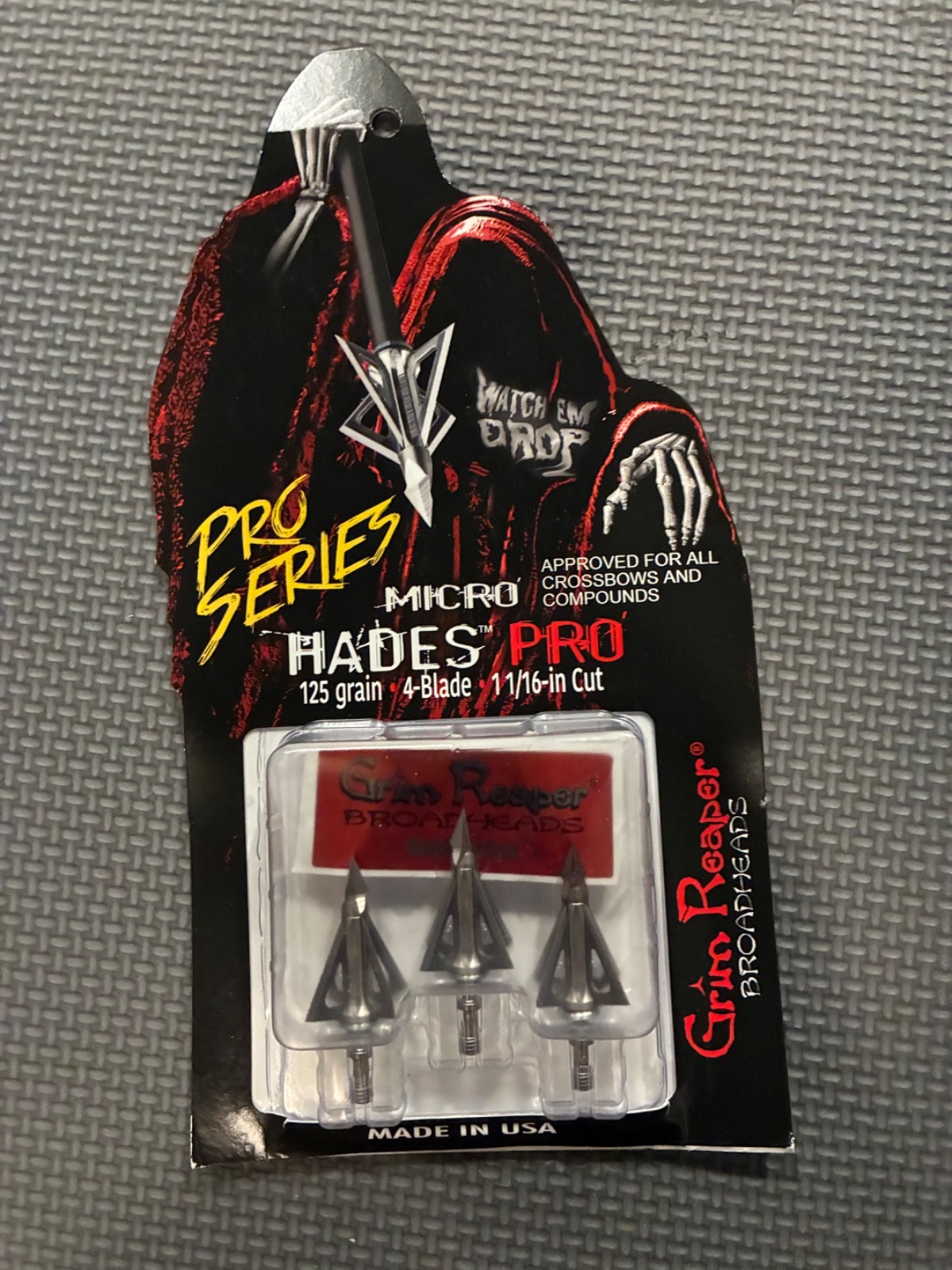 Grim Reaper Micro Hades 125 GRAIN 4 BLADE Broadheads!  NEW IN PACK!