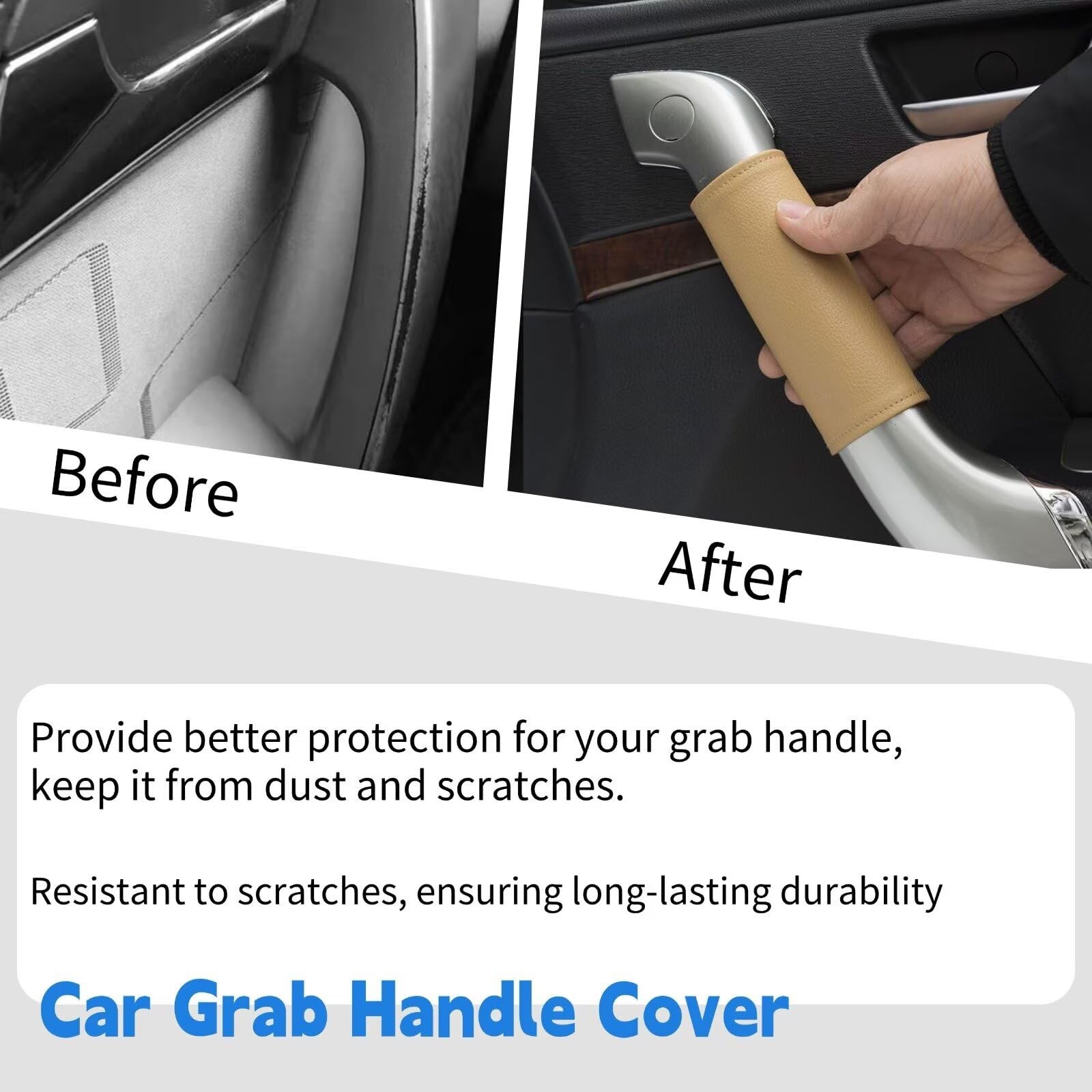 2PCS Door Handle Protector,Car HandleCover Car Inside Roof Black