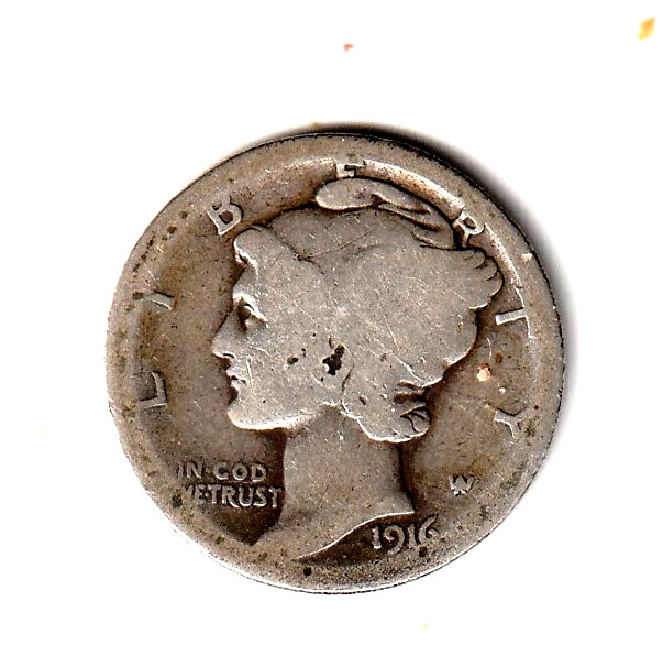 1916 S mercury dime ag