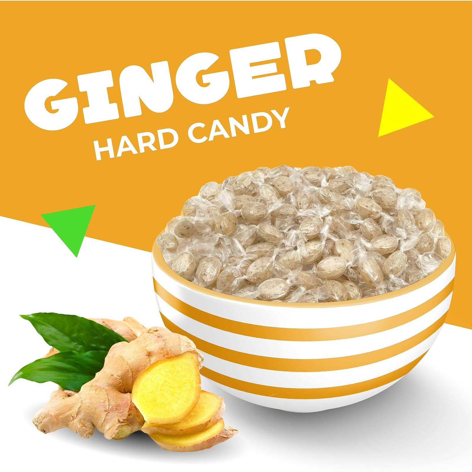 Ginger Hard Candy 1 lb Bag ~90 Ct Individually Wrapped Chews