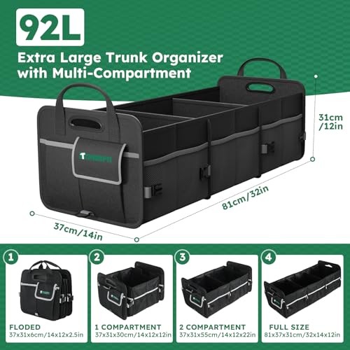 Heavy-Duty Trunk Organizer & Multi-Compartment Storage Box 92l (Organizer Only)