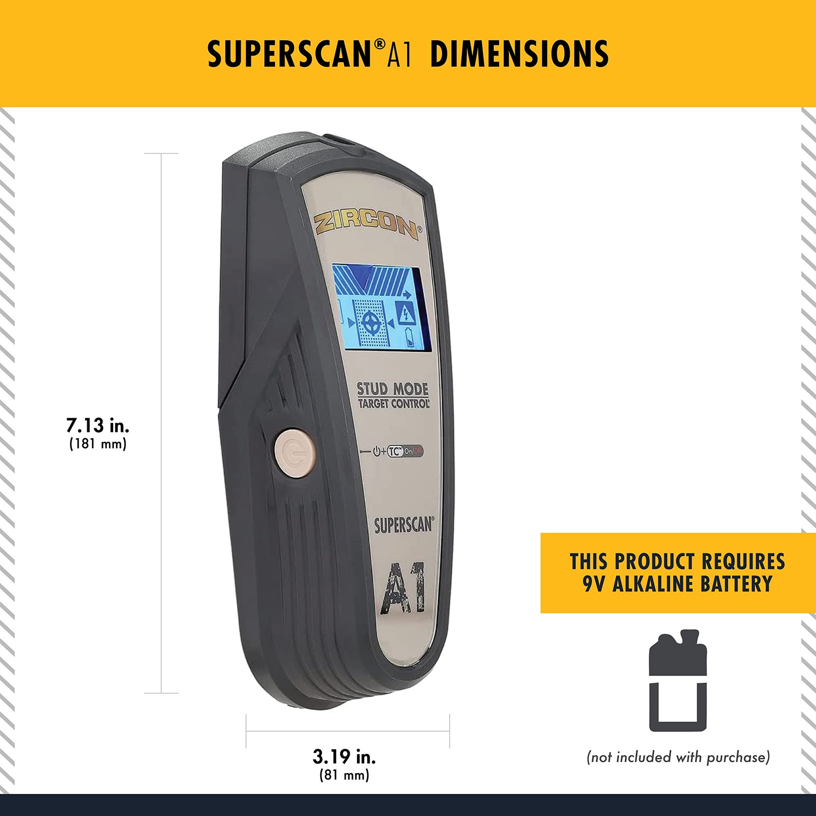 SuperScan A1 Advanced Stud Finder with Target Control and StudScan Mode