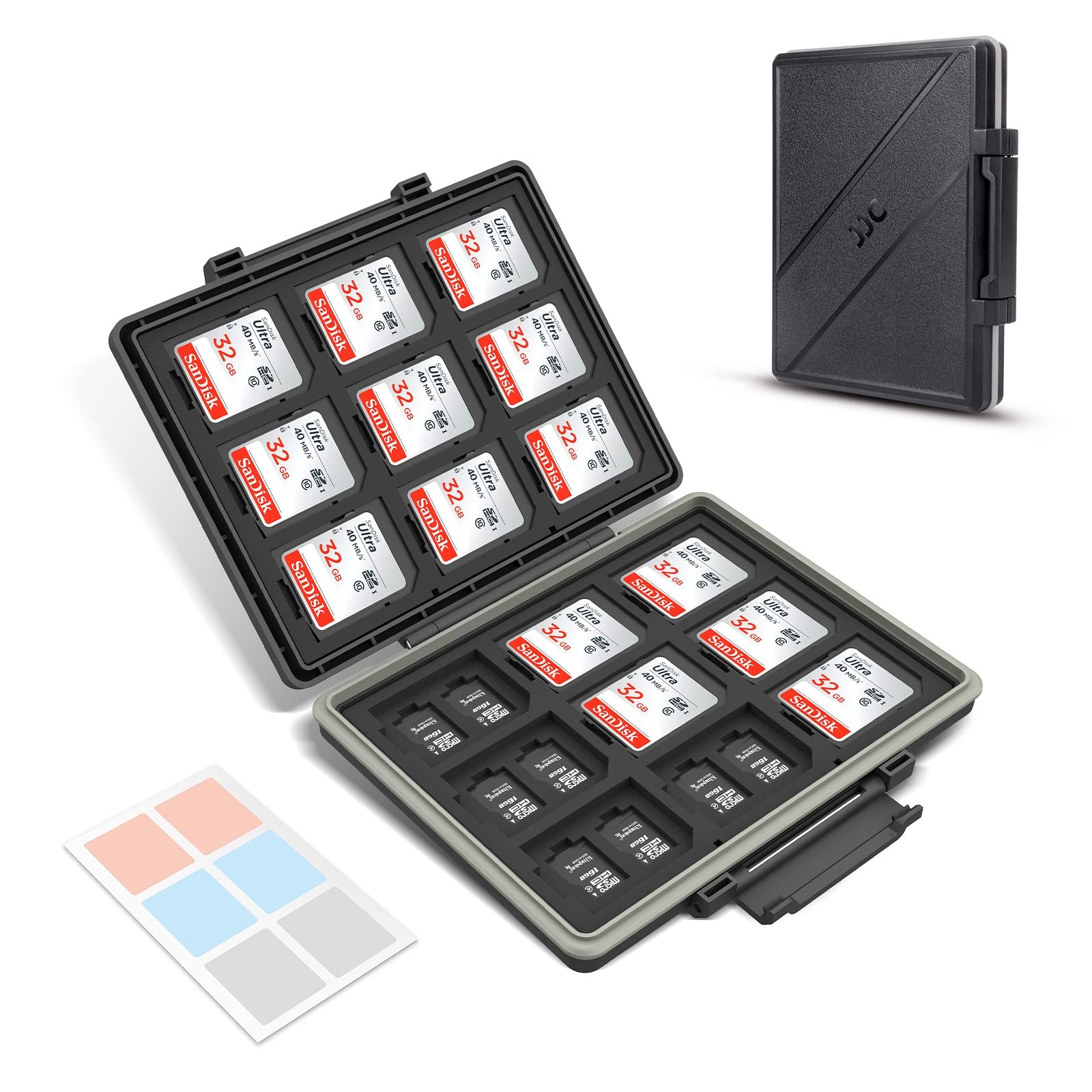 [High Capacity] 54 Slots Memory Card Case for 36 Micro SD and 18 SD Cards wit...