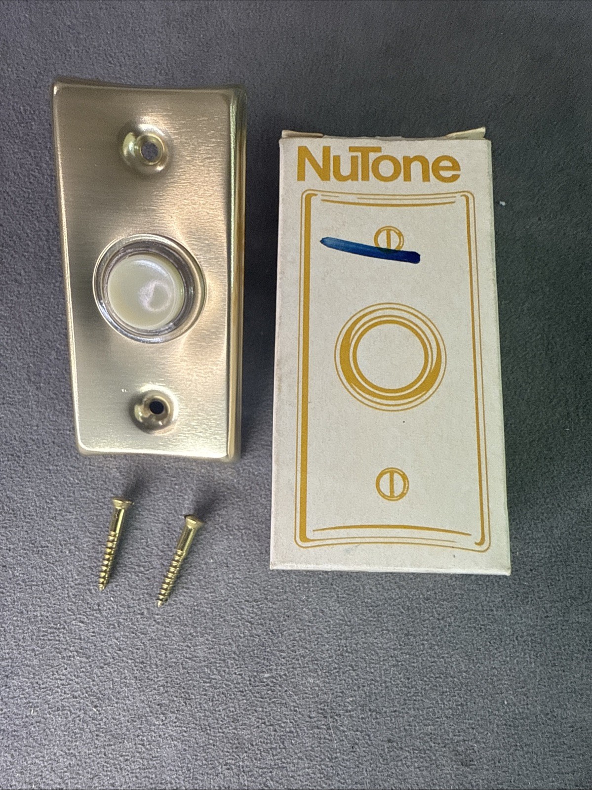 NuTone Push Button Lighted Pushbutton GOLD ANODIZED PB-6L NOS