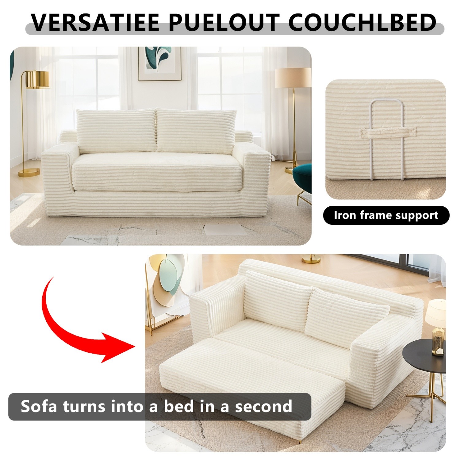 Convertible Sofa Bed Loveseat Sofa Couch 2-in-1 Multi-Functional Sleeper Sofa