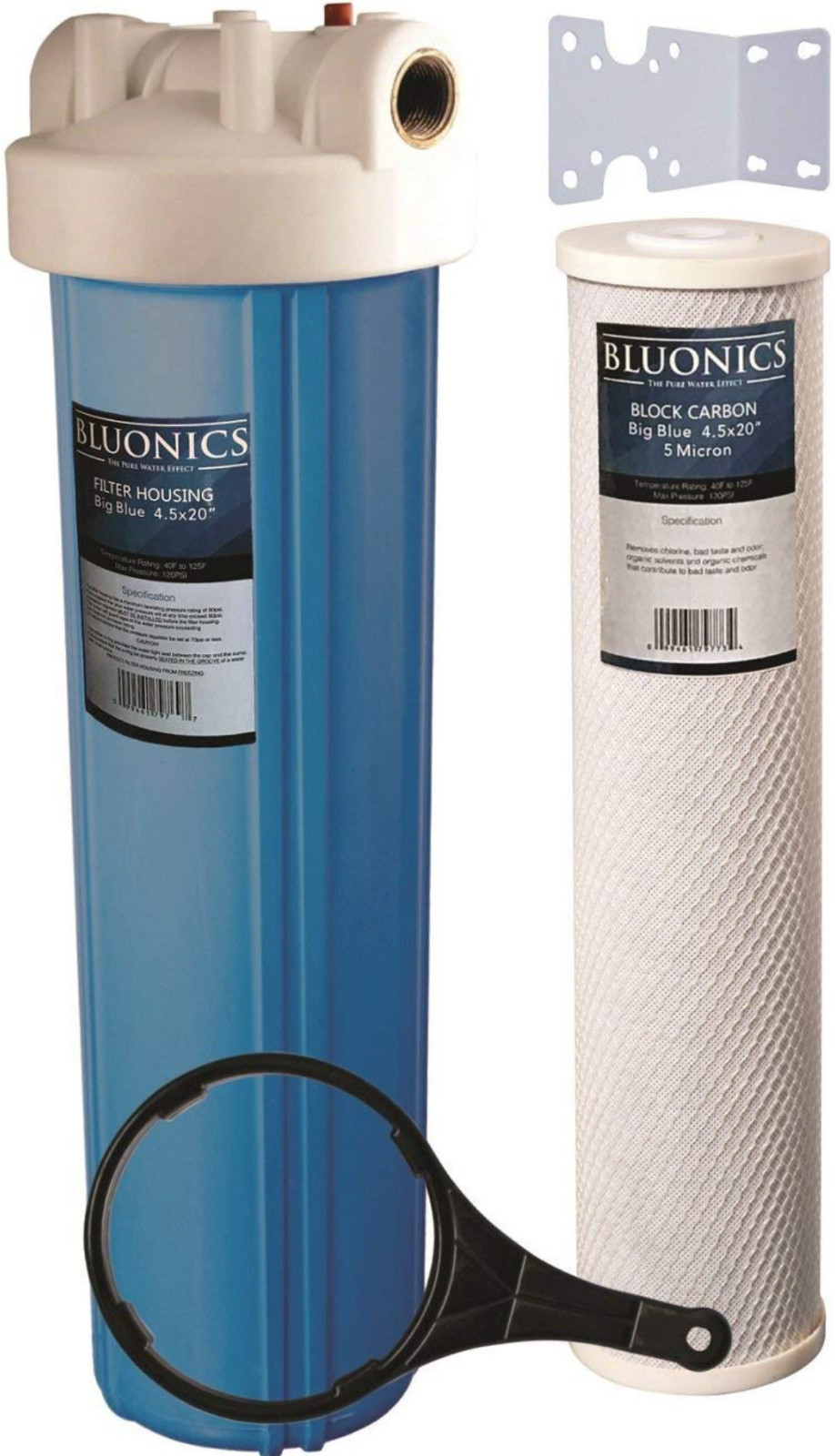 BLUONICS Big Blue Whole House Water Filter w/ Carbon Cartridge & BLUE HOUSING