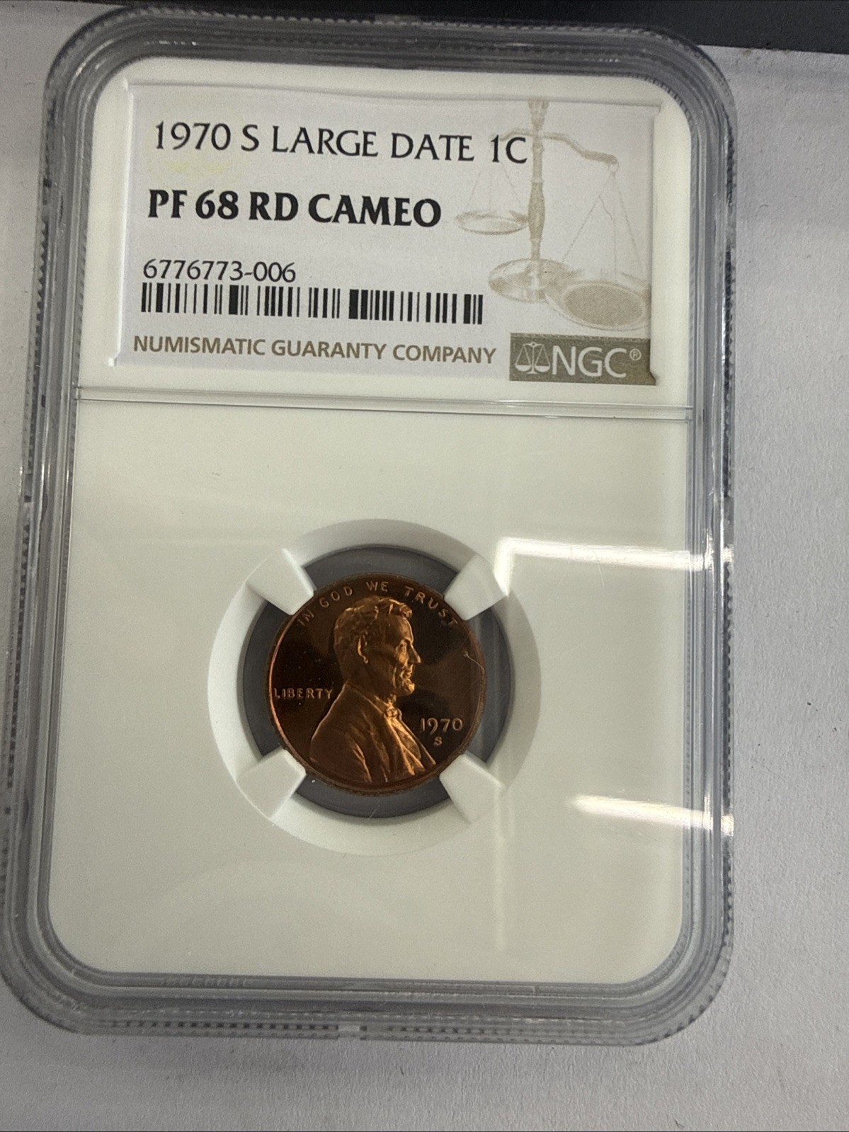 1970 S Large Date Lincoln Cent Proof NGC PF 68 ULTRA CAMEO PR 68 DCAM #b0362