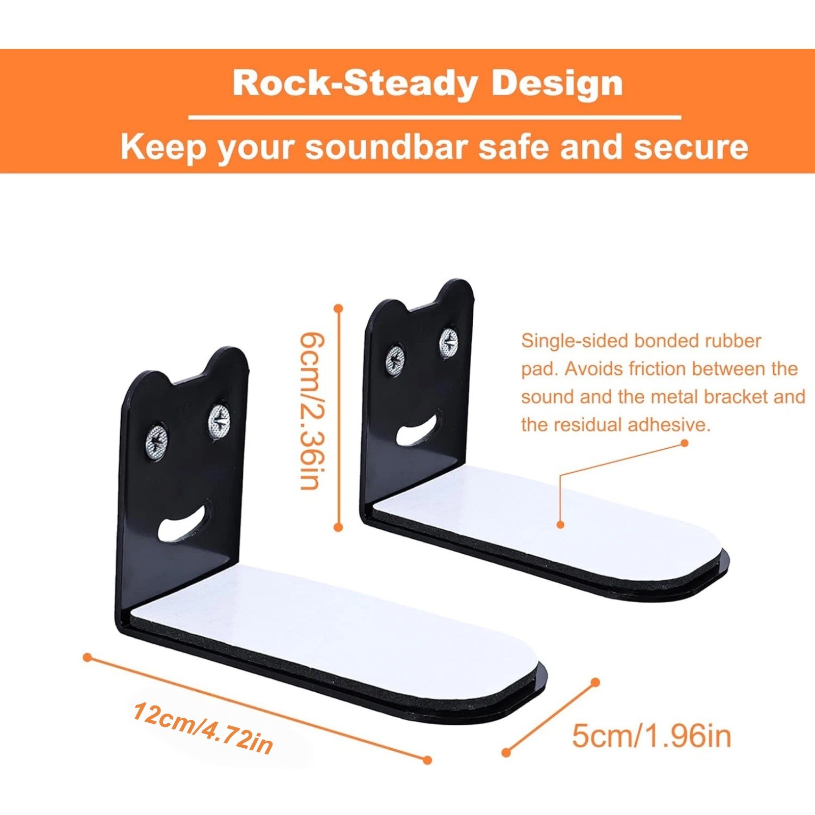 Universal Sound Bar Wall Mount Bracket Kit 2 Brackets and Hardware Included