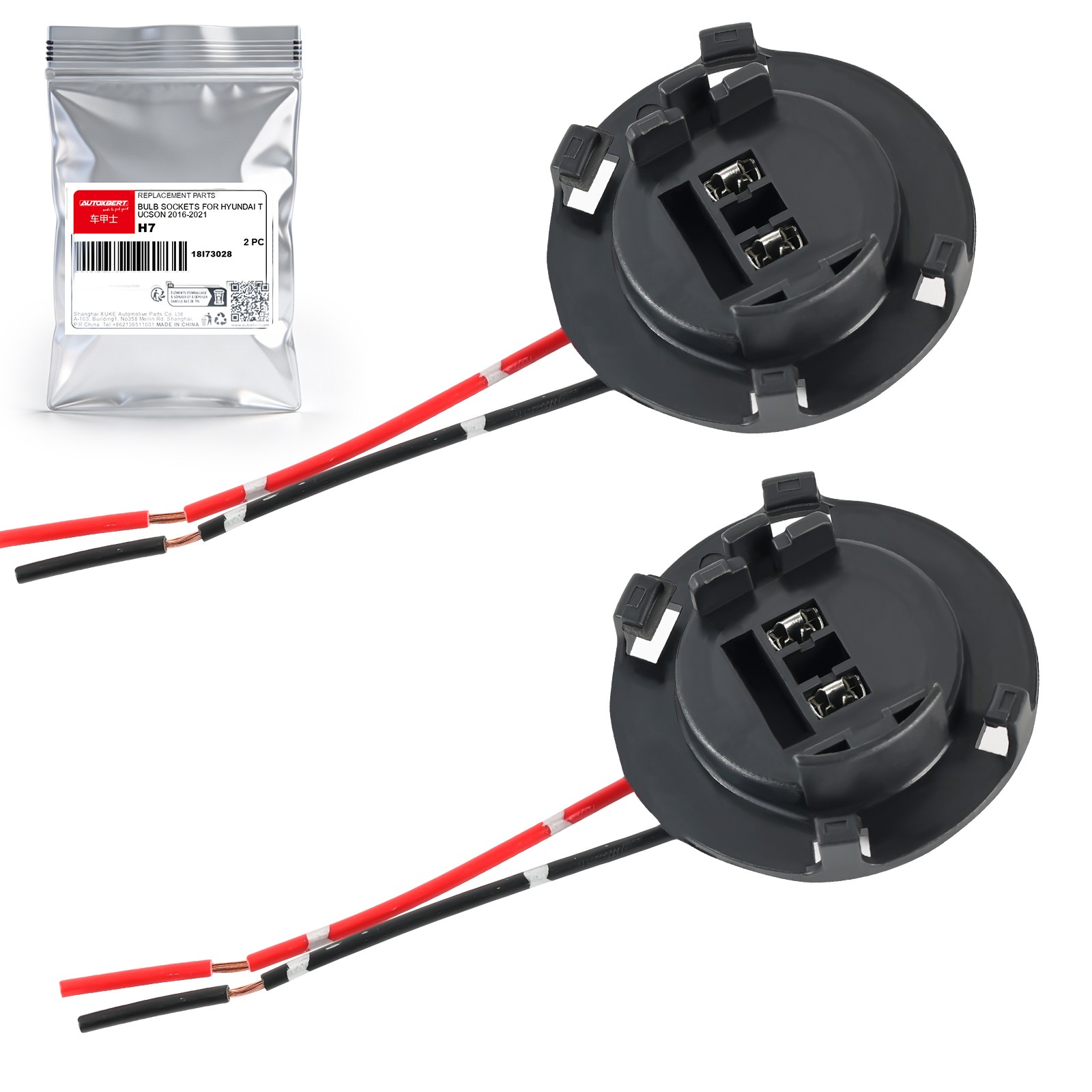2X For Hyundai Tucson 2016-2021 Halogen Light Bulb Wire Male Plug Socket Harness
