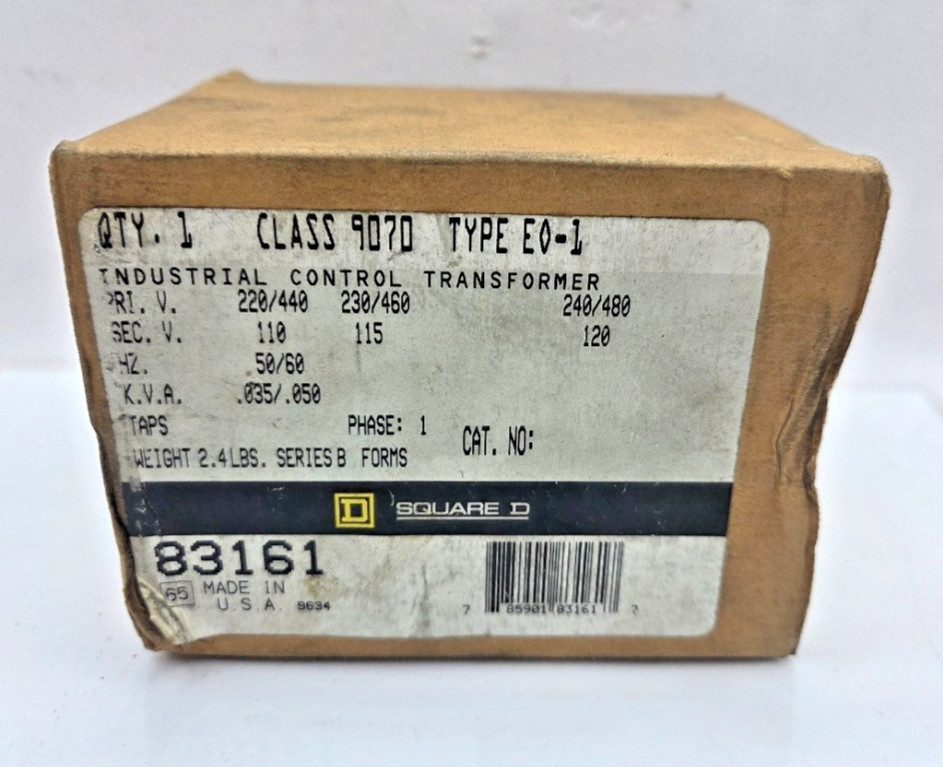 SQUARE D 83161 9070-EO-1 INDUSTRIAL CONTROL TRANSFORMER, 0179J
