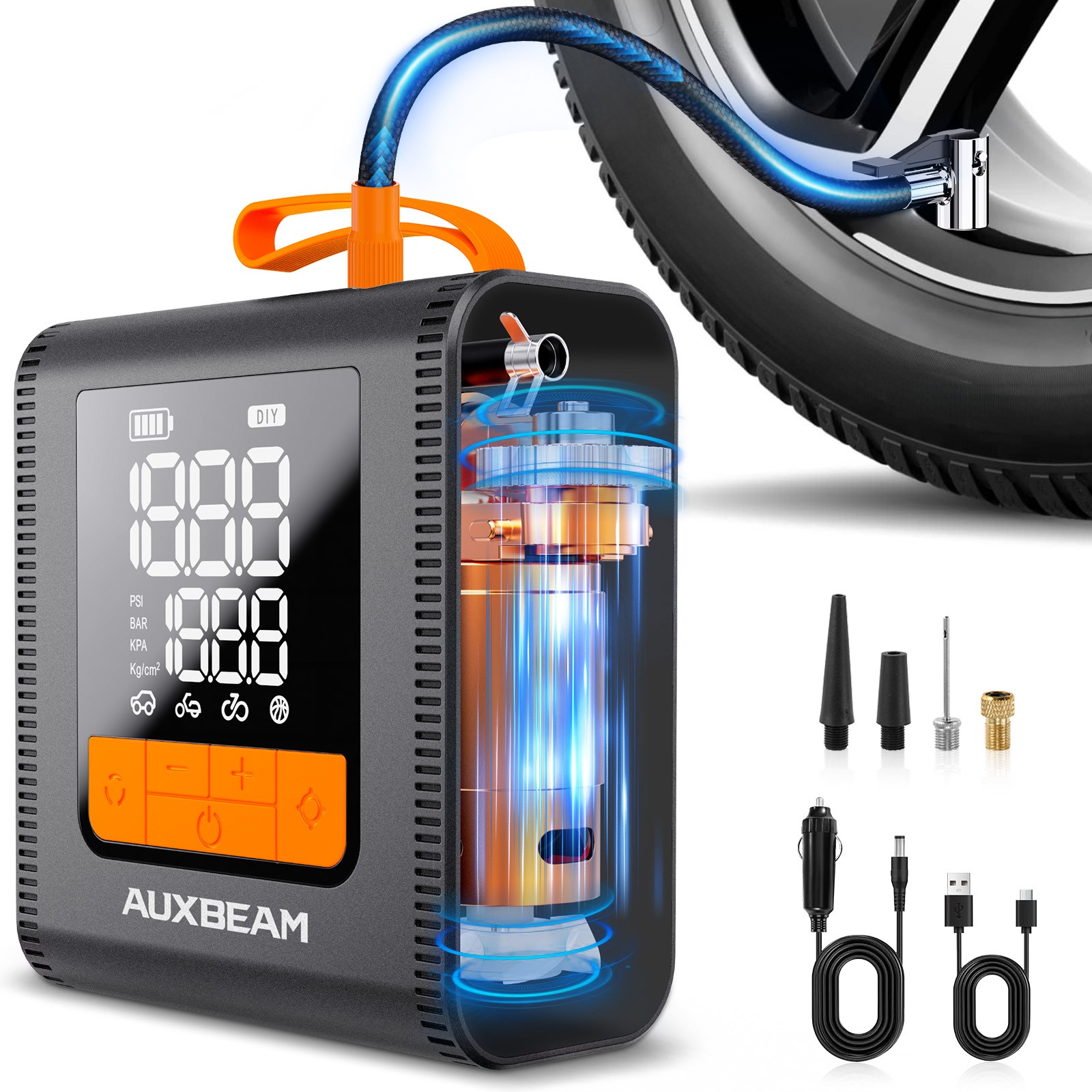 150 PSI H4-4000mAh Portable Car Auto Tire Inflator Air Compressor Pump DC-12V