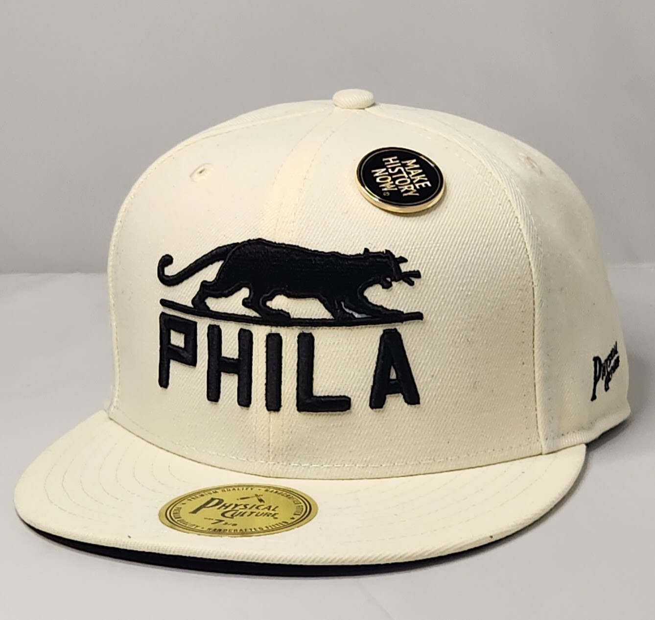 PHILADELPHIA PANTHERS BASKETBALL CLUB BLACK FIVES FITTED HAT Sz 7 3/8