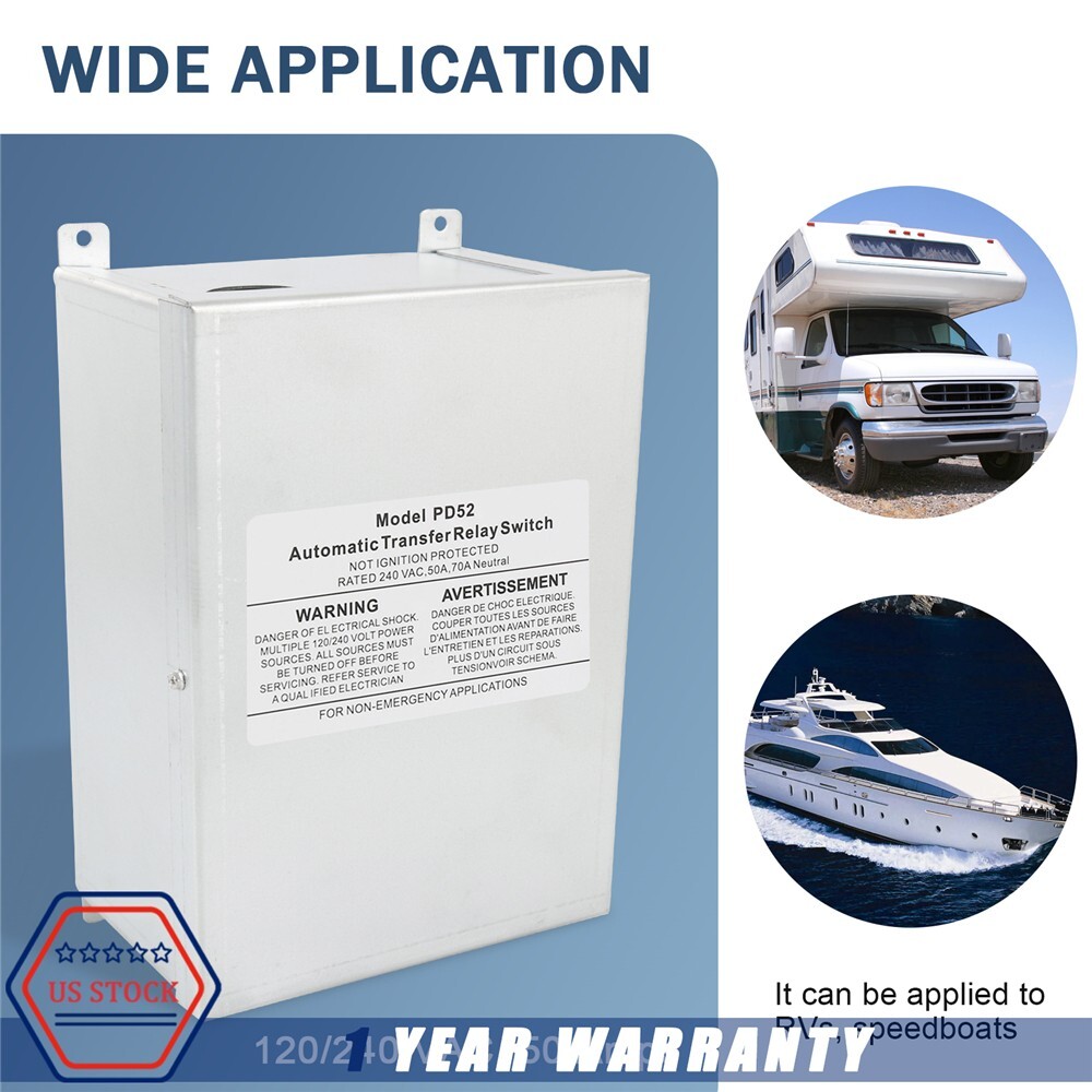 50 Amp RV Transfer Switch Automatic Transfer Switch NEW For RV, Speedboats
