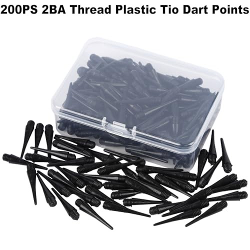 200 Pack 2BA Thread Soft Dart Tips - Premium Plastic Replacement Points,