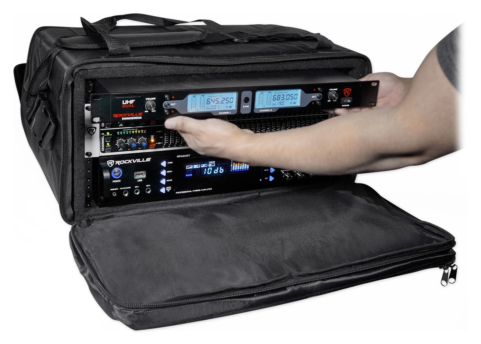 Rockville RRB50 5U Rack Bag Double-Sided Case with 12" Depth + Shoulder Strap
