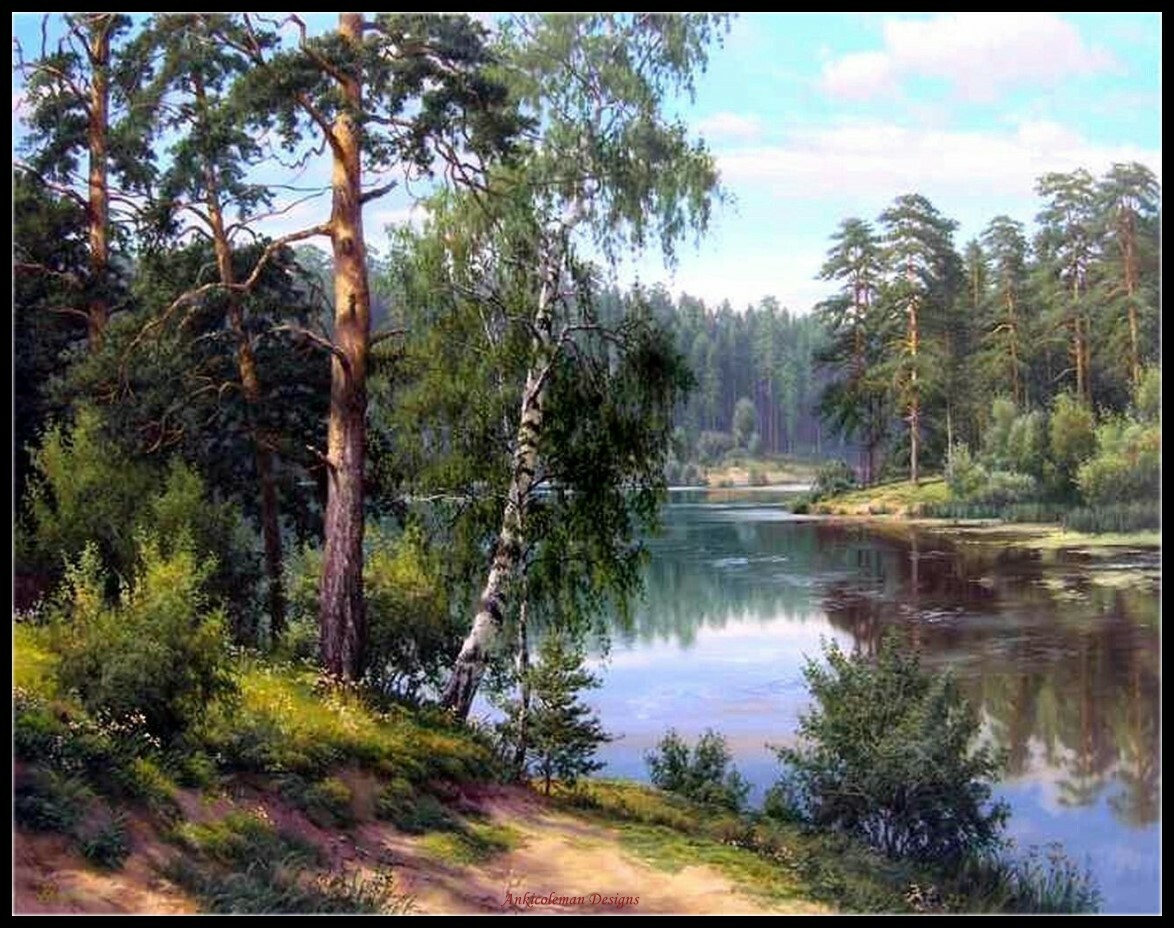 Chart Needlework DIY - Counted Cross Stitch Patterns - River Landscape 2