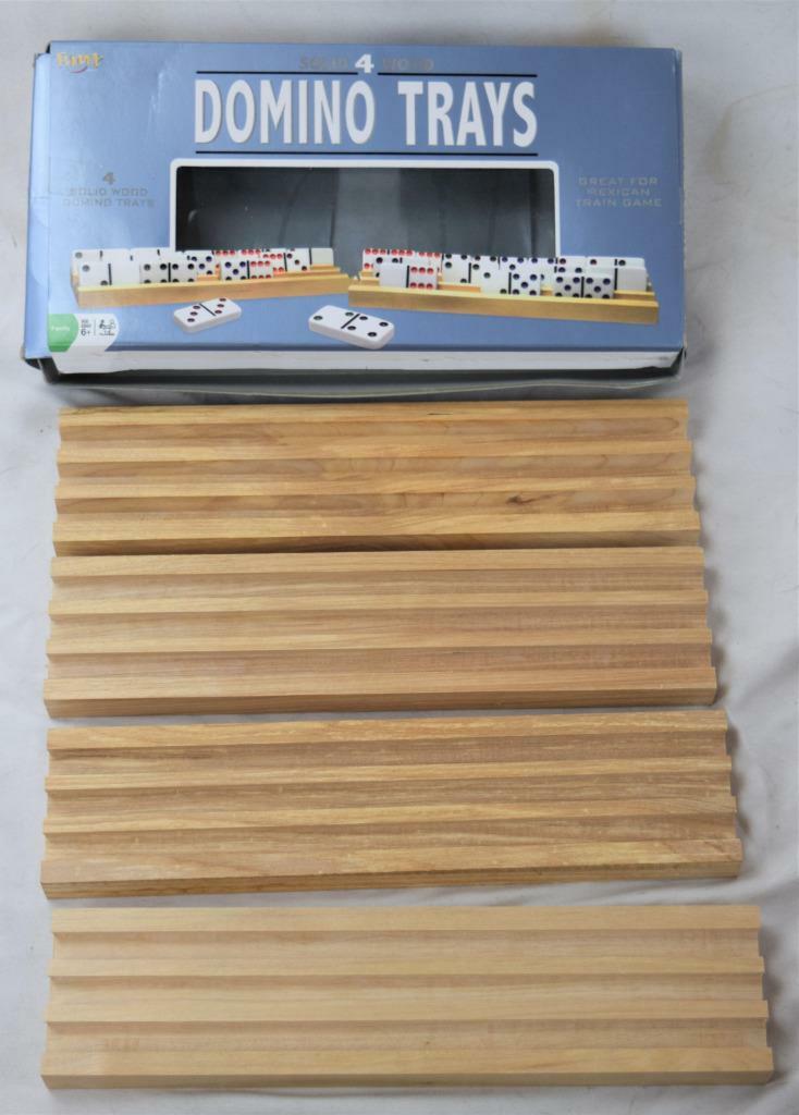 Fundex Solid Wood Domino Trays Set of 4 NIB