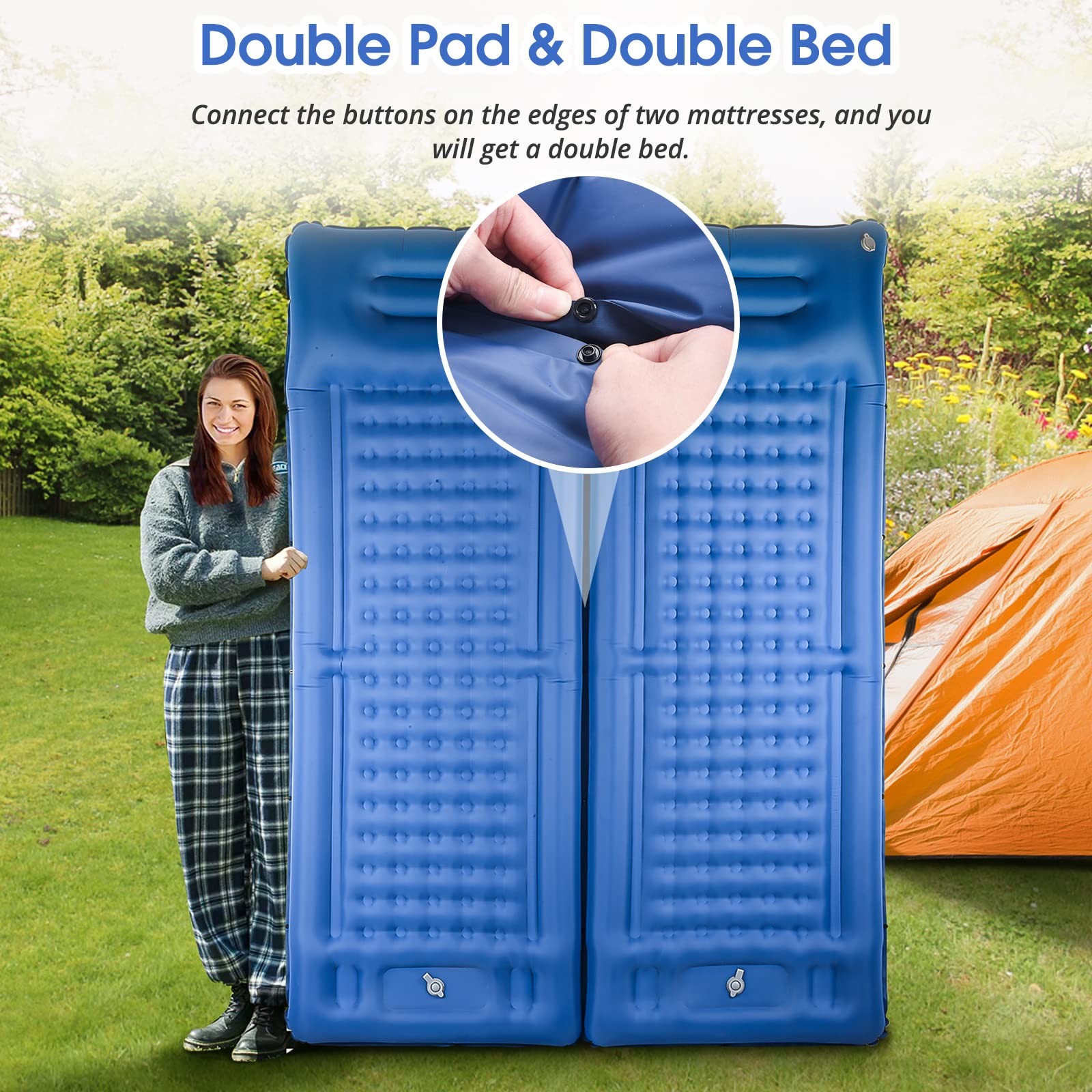 Camping Sleeping Pads，Extra Thick 5 Inch Inflatable Sleeping Mat with Pillow ...