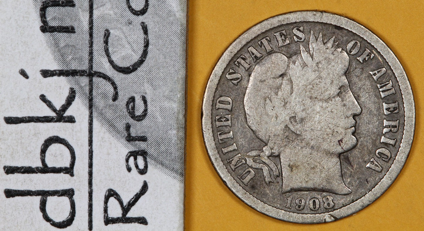 1908 O - Liberty Head "Barber" Silver Dime 10¢ - VG - Very Good dbkjB