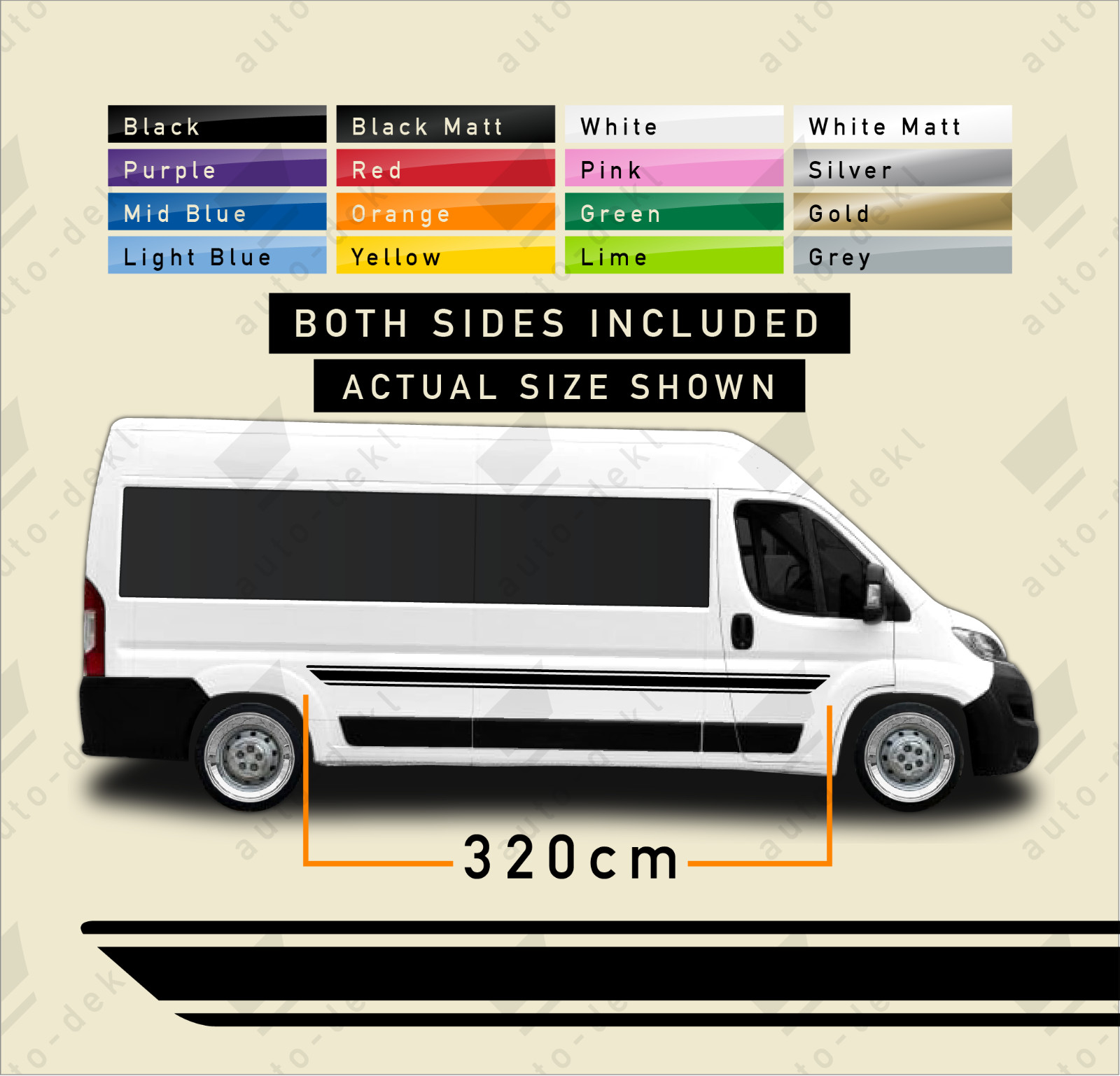 Fits Fiat Ducato L3 L4 (2006-On) - Side Stripes Decal Camper Stickers Motorhome