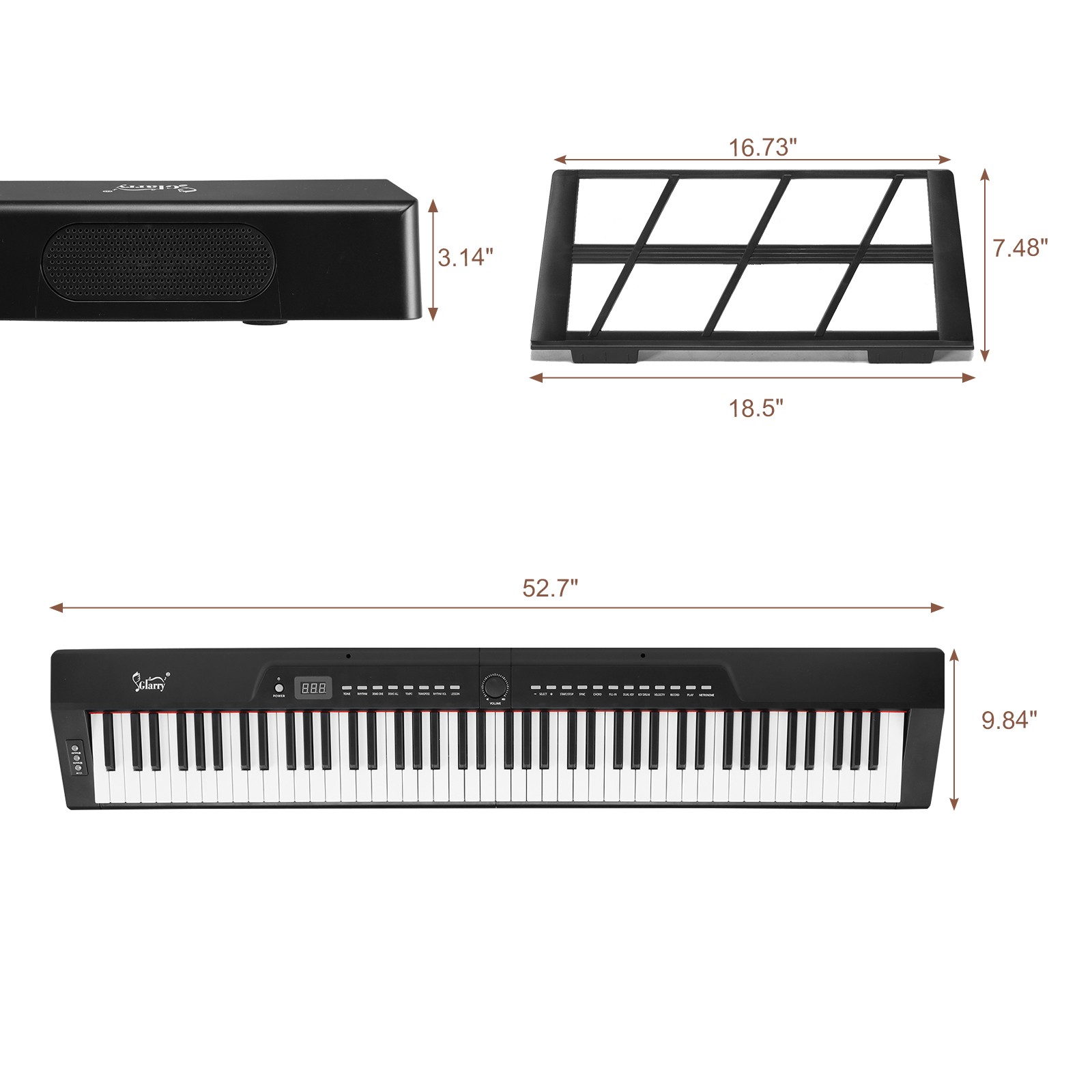 Glarry Foldable 88-Key Full Size Semi-Weighted Digital Piano+ X-Shape Stand
