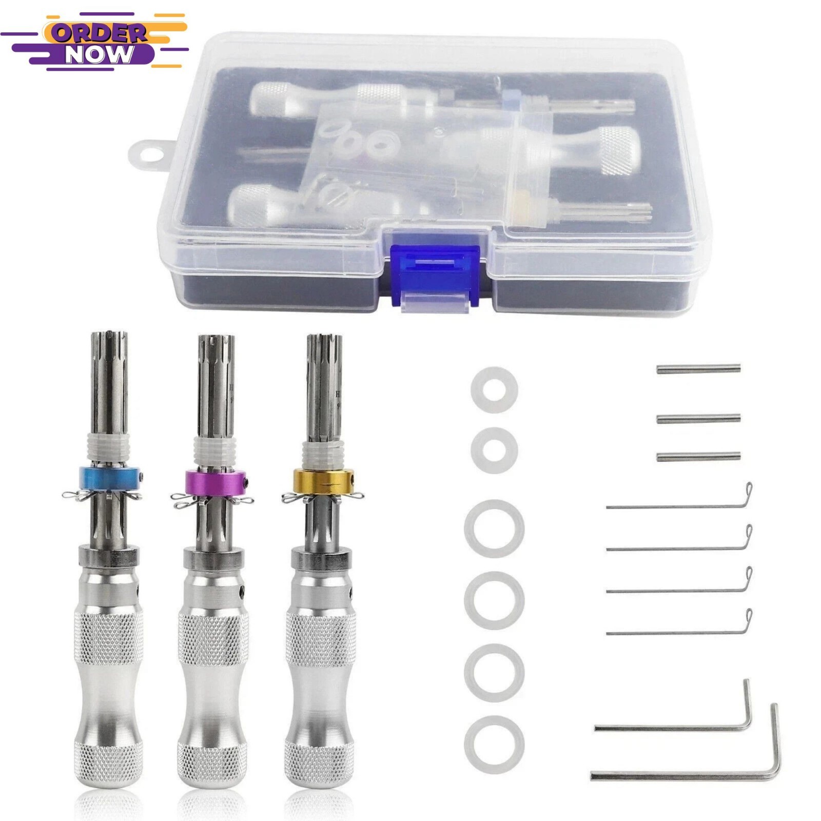 3PCS Tubular 7 Pins Tool Stainless Adjustable Tool 7MM 7.5MM 7.8MM 3 Inner Rods