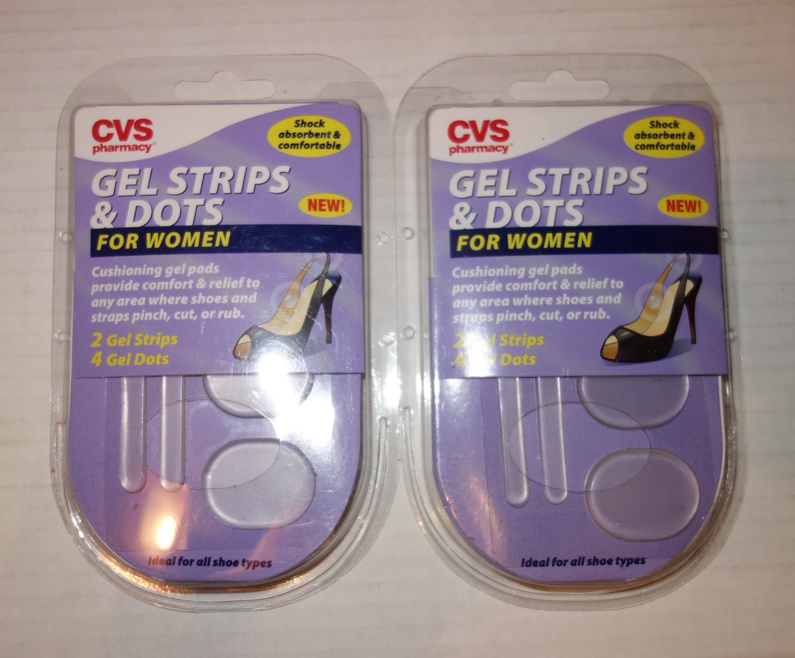 Lot of 2 CVS Gel Strips & Dots For Women Cushioning Gel Pads NIB