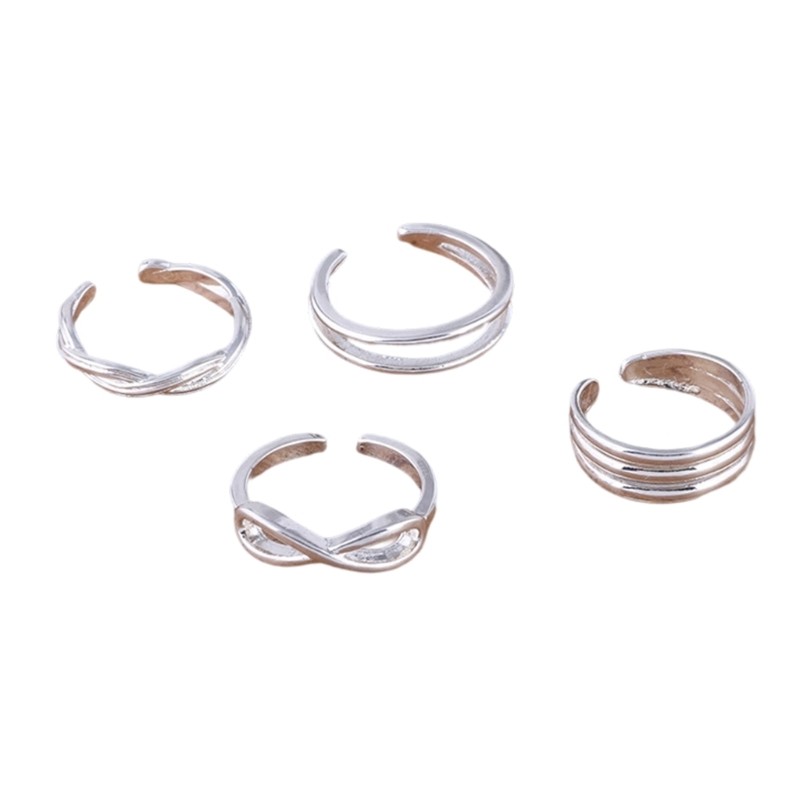 4Pieces Toe Jewelry Collection Toe Rings Fashion Tootsies Rings Opening Rings