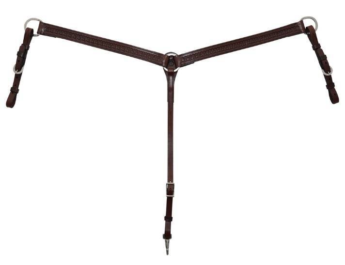Circle Y Straight Border Tooled Breast Collar 1.5 Walnut