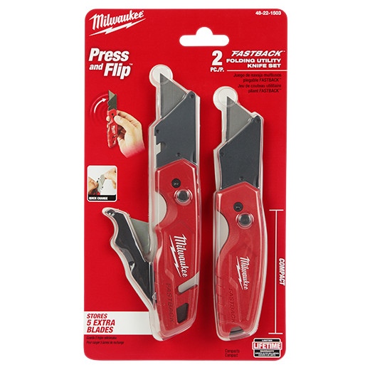 Milwaukee 48-22-1503 FASTBACK Folding Utility Knife 2 Piece Set
