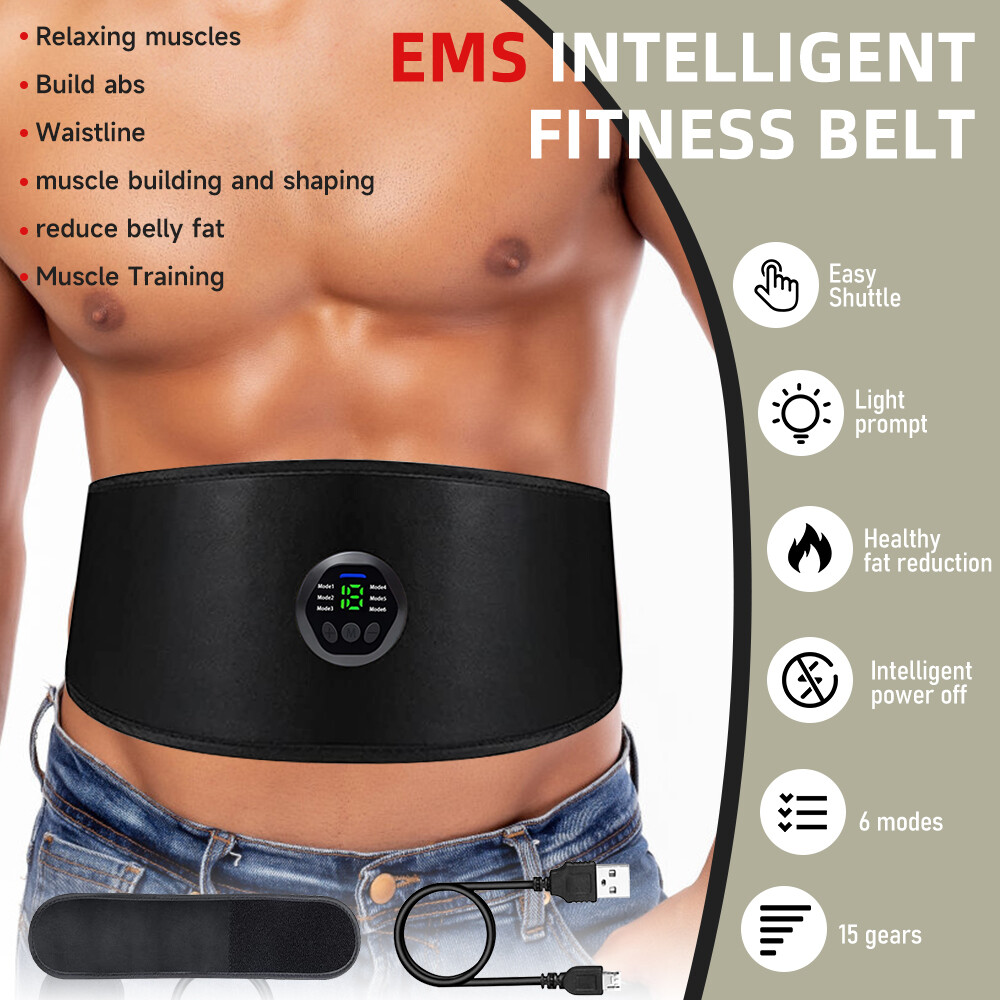 43"-59" EMS Abdominal Muscle Toning Trainer ABS Stimulator Toner Fitness Belt US